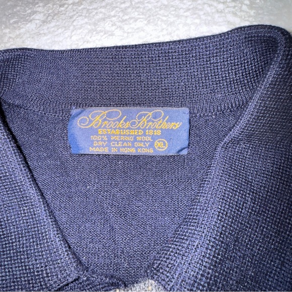 Brooks Brothers Men's Argyle Crewneck Sweater - Navy and Gray Size XL - Picture 2 of 5